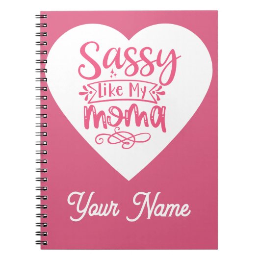 Gepersonaliseerde Roze Hart Spiraal Notebook Notitieboek (Voorkant)