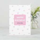 Gepersonaliseerde Roze Hart Verjaardag Kaart (Staand voorkant)