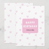 Gepersonaliseerde Roze Hart Verjaardag Kaart (Voorkant / Achterkant)