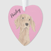 Gepersonaliseerde roze hart Vizsla Ornament (voorkant)