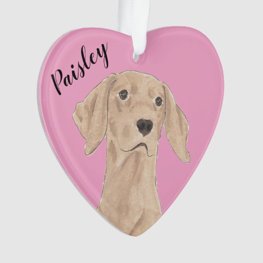 Gepersonaliseerde roze hart Vizsla Ornament (voorkant)