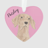 Gepersonaliseerde roze hart Vizsla Ornament (achterkant)