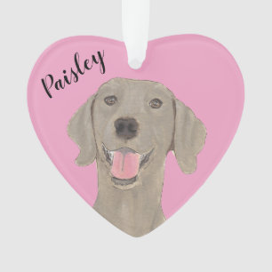 Gepersonaliseerde roze hart Weimaraner Ornament