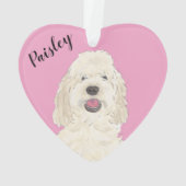 Gepersonaliseerde roze hart witte crème gouden doe ornament (achterkant)