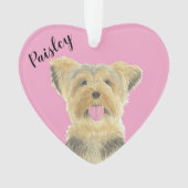 Gepersonaliseerde roze hart Yorkie Yorkshire Terri Ornament (voorkant)