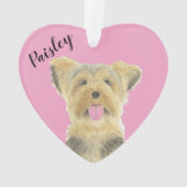 Gepersonaliseerde roze hart Yorkie Yorkshire Terri Ornament (achterkant)