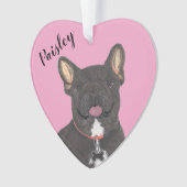 Gepersonaliseerde roze hart zwart brindle franchie ornament (voorkant)