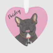 Gepersonaliseerde roze hart zwart brindle franchie ornament (voorkant)
