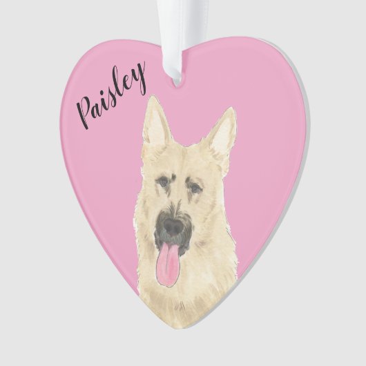 Gepersonaliseerde Roze Hart Zwart en Tan Duits Sch Ornament (voorkant)