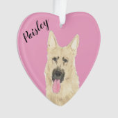 Gepersonaliseerde Roze Hart Zwart en Tan Duits Sch Ornament (voorkant)