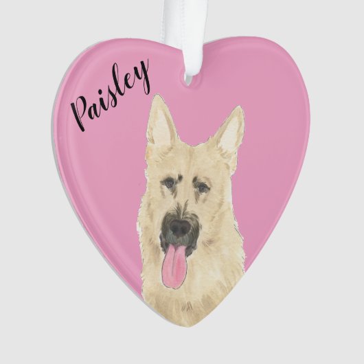 Gepersonaliseerde Roze Hart Zwart en Tan Duits Sch Ornament (voorkant)