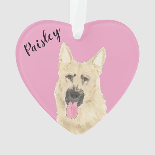 Gepersonaliseerde Roze Hart Zwart en Tan Duits Sch Ornament (achterkant)