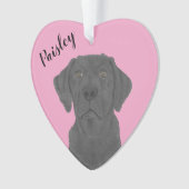 Gepersonaliseerde roze hart zwart labrador ornament (voorkant)