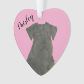 Gepersonaliseerde Roze Hart Zwart Schnauzer Ornament (voorkant)