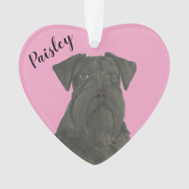 Gepersonaliseerde Roze Hart Zwart Schnauzer Ornament