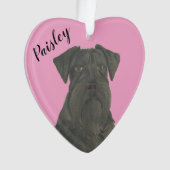 Gepersonaliseerde Roze Hart Zwart Schnauzer Ornament (voorkant)