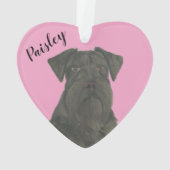Gepersonaliseerde Roze Hart Zwart Schnauzer Ornament (achterkant)