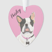 Gepersonaliseerde roze hart zwart wit pied franchi ornament (voorkant)