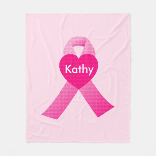 Gepersonaliseerde roze harten Borstkanker Fleece Deken (Voorkant)