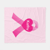 Gepersonaliseerde roze harten Borstkanker Fleece Deken (Voorkant (Horizontaal))