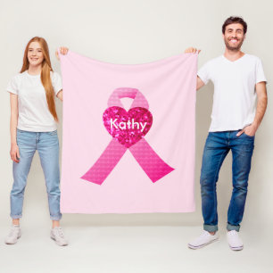 Gepersonaliseerde roze harten Borstkanker Fleece Deken