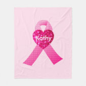 Gepersonaliseerde roze harten Borstkanker Fleece Deken (Voorkant)