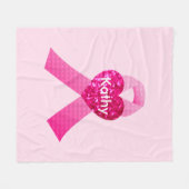Gepersonaliseerde roze harten Borstkanker Fleece Deken (Voorkant (Horizontaal))