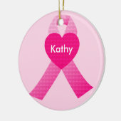 Gepersonaliseerde roze harten Borstkanker Keramisch Ornament (Links)