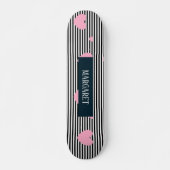 Gepersonaliseerde roze harten en strepen persoonlijk skateboard (Voorkant)