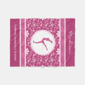 Gepersonaliseerde roze harten en turale gymnastiek fleece deken (Voorkant (Horizontaal))