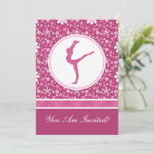 Gepersonaliseerde roze harten en turale gymnastiek kaart (Staand voorkant)