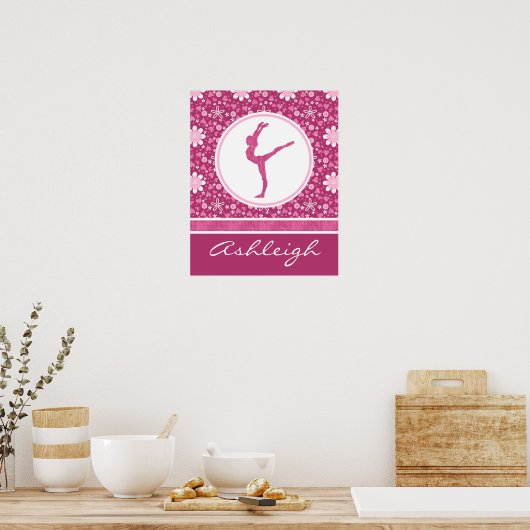 Gepersonaliseerde roze harten en turale gymnastiek poster (Keuken)