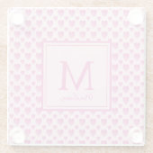 Gepersonaliseerde roze harten glazen onderzetter (Achterkant)