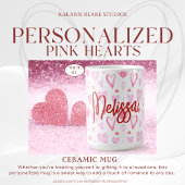 Gepersonaliseerde Roze Harten Keramische Mok