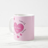 Gepersonaliseerde Roze Harten Koffiemok (Voorkant links)