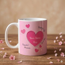 Gepersonaliseerde Roze Harten Koffiemok