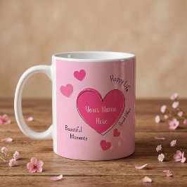 Gepersonaliseerde Roze Harten Koffiemok