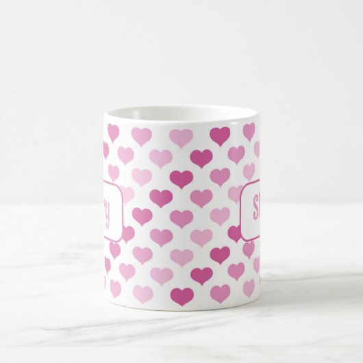 Gepersonaliseerde roze harten Mok (Center)