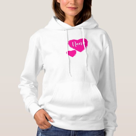Gepersonaliseerde roze harten Nana Hoodie (Voorkant)