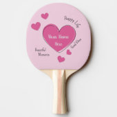 Gepersonaliseerde Roze Harten Ping Pong Batje (Achterkant)