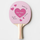 Gepersonaliseerde Roze Harten Ping Pong Batje (Voorkant)