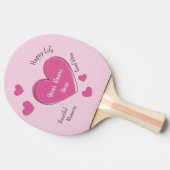 Gepersonaliseerde Roze Harten Ping Pong Batje (Zijkant)