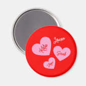 Gepersonaliseerde roze harten rode moeder magneet (Voorkant / Achterkant)