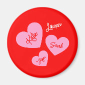 Gepersonaliseerde roze harten rode moeder magneet (Voorkant)