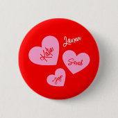 Gepersonaliseerde roze harten rode moeder ronde button 5,7 cm (Voorkant)