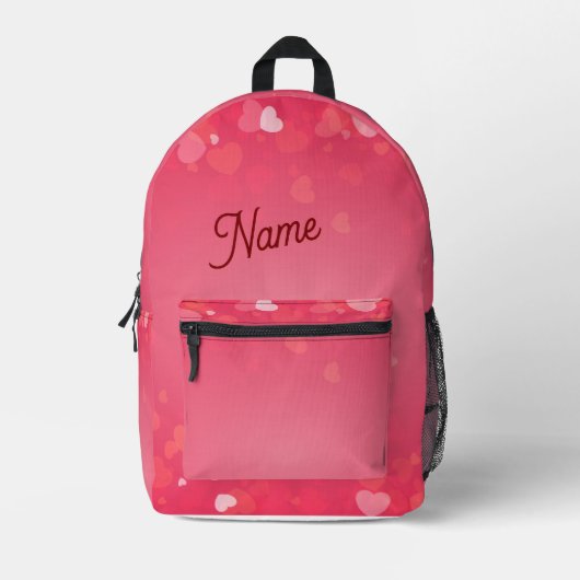 Gepersonaliseerde Roze Harten Rugzak – Aangepaste  (Voorkant)