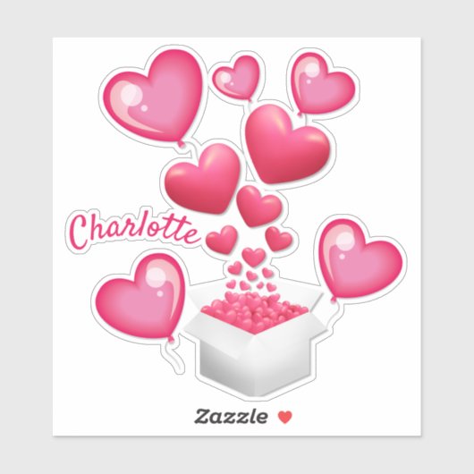 Gepersonaliseerde roze harten sticker (Vel)