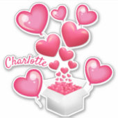 Gepersonaliseerde roze harten sticker (Voorkant)