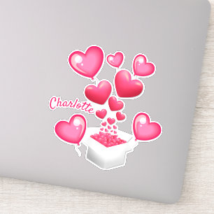 Gepersonaliseerde roze harten sticker