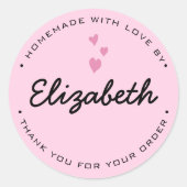 Gepersonaliseerde roze harten Zelfgemaakt met lief Ronde Sticker (Voorkant)